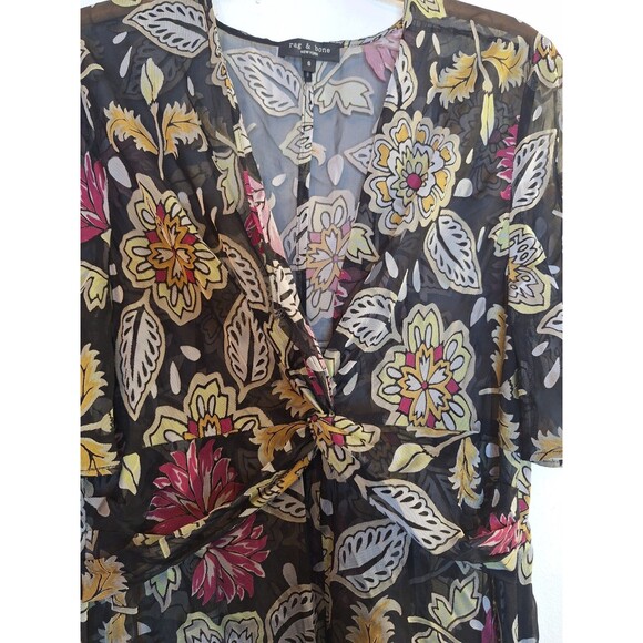 RAG & BONE Tamar Floral Silky Sheer Maxi Dress Sz 6 Fairy Whimsigoth Romantic - Picture 6 of 11
